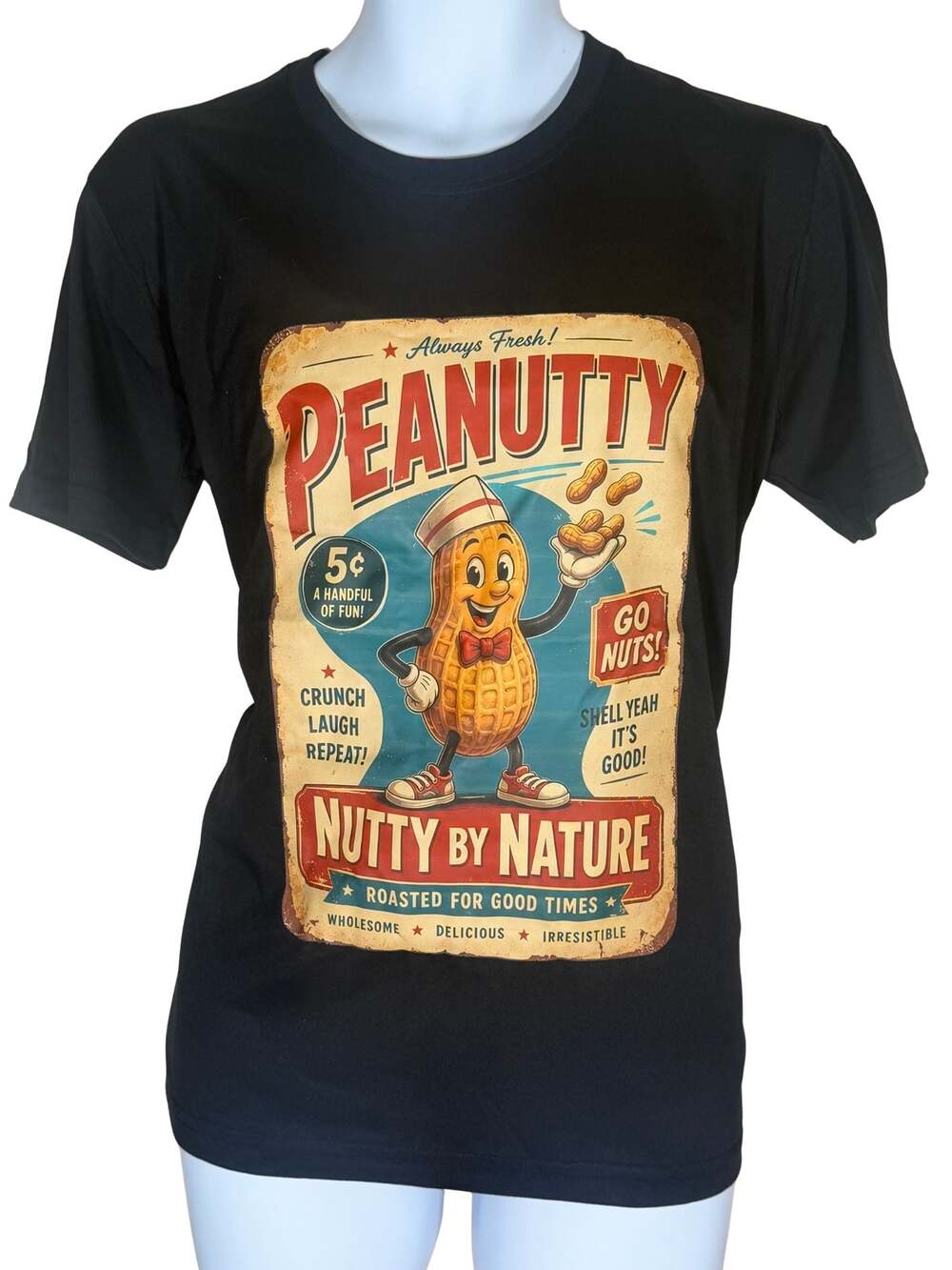 Peanutty Nutty By Nature Graphic T-Shirt Black Short Sleeve